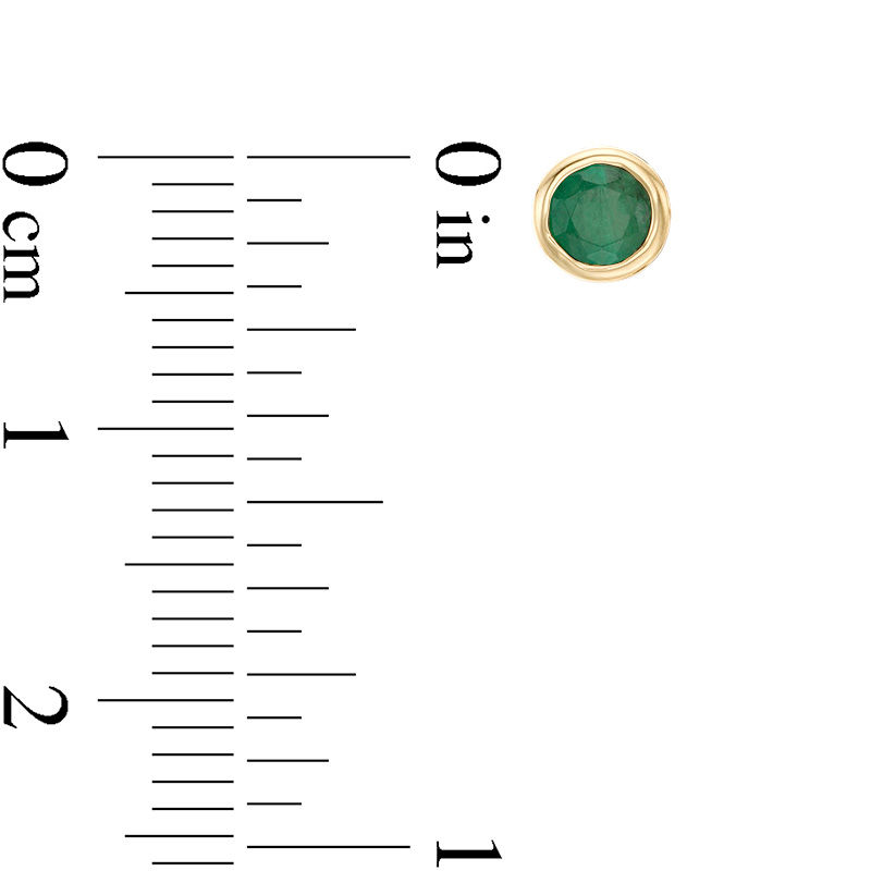 4.0mm Bezel-Set Emerald and Filigree Stud Earrings in 10K Gold