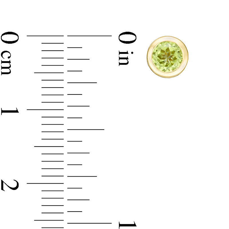 Main Image 2 of 4.0mm Bezel-Set Peridot and Filigree Stud Earrings in 10K Gold