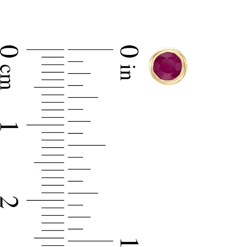 Main Image 3 of 4.0mm Bezel-Set Ruby and Filigree Stud Earrings in 10K Gold