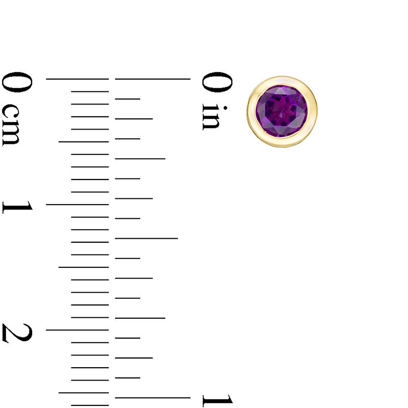 Main Image 2 of 4.0mm Bezel-Set Amethyst and Filigree Stud Earrings in 10K Gold