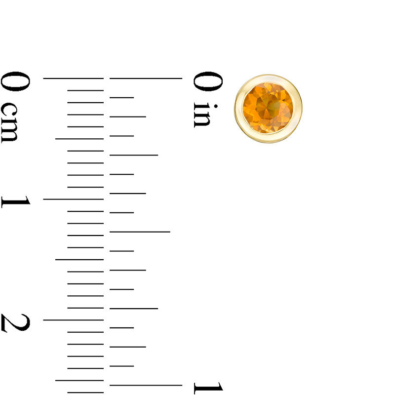 Main Image 2 of 4.0mm Bezel-Set Citrine and Filigree Stud Earrings in 10K Gold