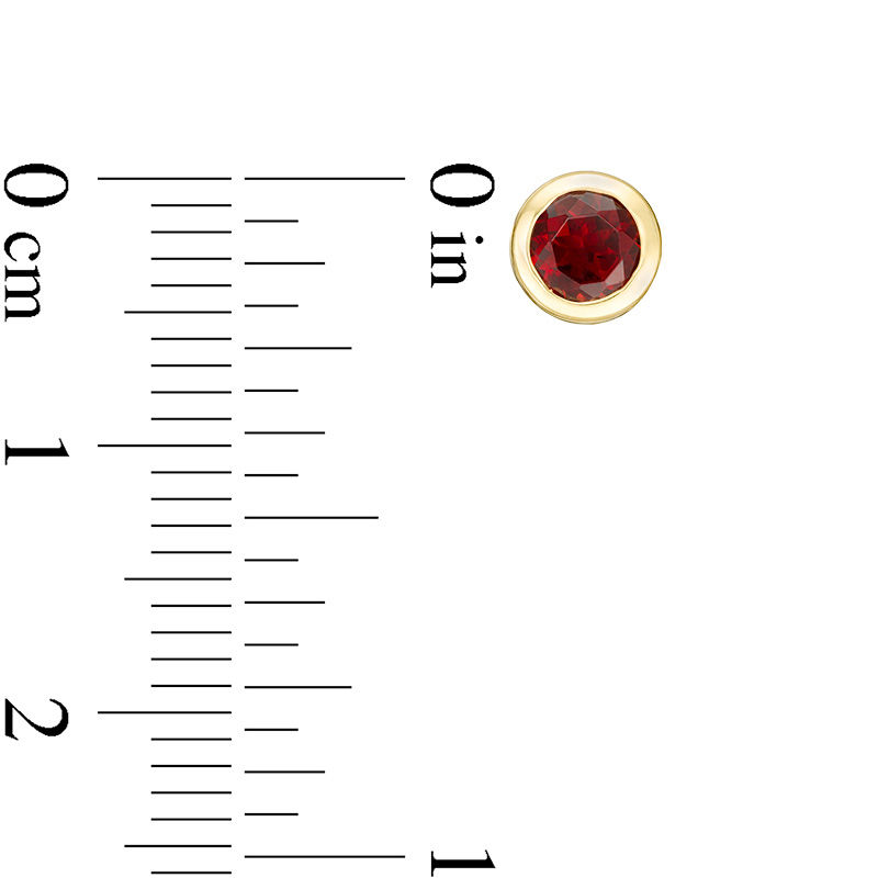 Main Image 2 of 4.0mm Bezel-Set Garnet and Filigree Stud Earrings in 10K Gold