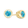 Thumbnail Image 0 of 4.0mm Bezel-Set Swiss Blue Topaz and Filigree Stud Earrings in 10K Gold