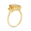Thumbnail Image 2 of Emerald-Cut Yellow Beryl and 0.079 CT. T.W. Diamond Three Stone Ring in 14K Gold