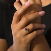 Thumbnail Image 3 of 7.0mm Grape Garnet and 0.157 CT. T.W. Diamond Ornate Vintage-Style Ring in 14K Gold