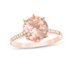 Thumbnail Image 0 of 9.0mm Morganite and 1/4 CT. T.W. Diamond Ring in 14K Rose Gold