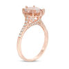 Thumbnail Image 2 of 9.0mm Morganite and 1/4 CT. T.W. Diamond Ring in 14K Rose Gold