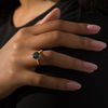 Thumbnail Image 2 of 9.0mm London Blue Topaz and 1/4 CT. T.W. Diamond Ring in 14K Gold