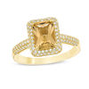 Thumbnail Image 1 of Emerald-Cut Yellow Beryl and 1/2 CT. T.W. Diamond Frame Ring in 14K Gold