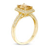 Thumbnail Image 1 of Emerald-Cut Yellow Beryl and 1/2 CT. T.W. Diamond Frame Ring in 14K Gold