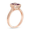 Thumbnail Image 2 of Emerald-Cut Rose de France Amethyst and 1/4 CT. T.W. Diamond Ring in 14K Rose Gold
