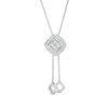 Thumbnail Image 0 of 1/10 CT. T.W. Quad Diamond Tilted Frame Lariat Necklace in Sterling Silver - 26"