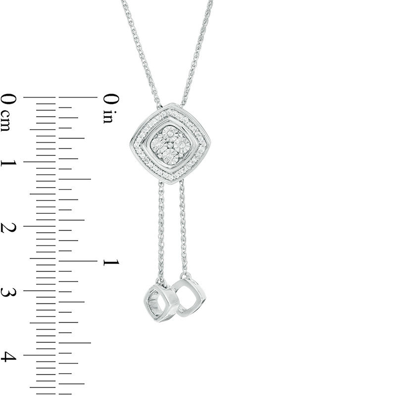 1/10 CT. T.W. Quad Diamond Tilted Frame Lariat Necklace in Sterling Silver - 26"