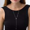 Thumbnail Image 1 of 1/20 CT. T.W. Diamond "XO" Station Lariat Necklace in Sterling Silver - 26"