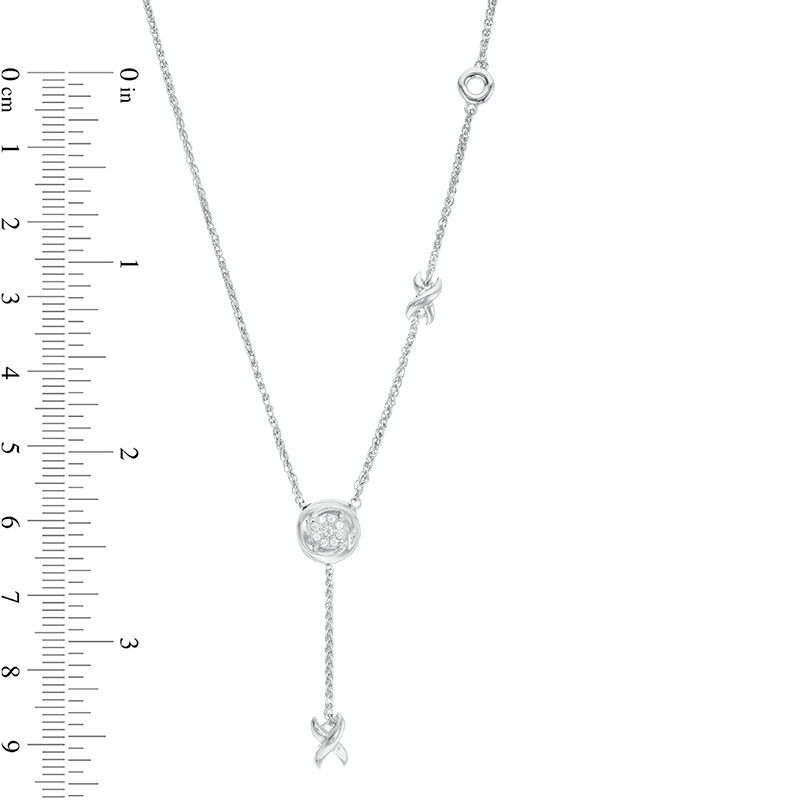 1/20 CT. T.W. Diamond "XO" Station Lariat Necklace in Sterling Silver - 26"