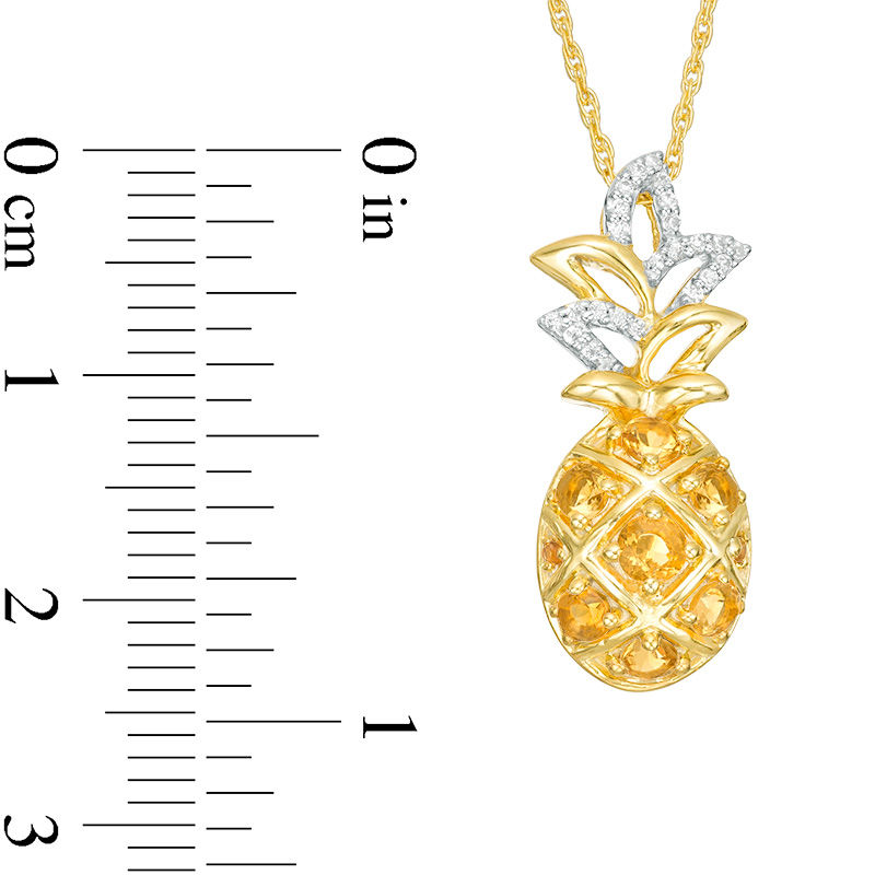 Citrine and 1/15 CT. T.W. Diamond Pineapple Pendant in Sterling Silver with 14K Gold Plate