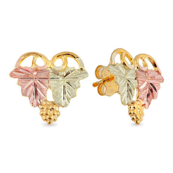 Black Hills Gold Heart-Shaped Vine Stud Earrings