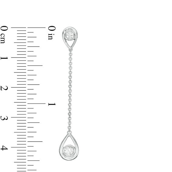 Bezel-Set Lab-Created White Sapphire Open Teardrop Frame Linear Drop Earrings in Sterling Silver Bezel-Set Lab-Created White Sapphire Open Teardrop Frame Linear Drop Earrings in Sterling Silver