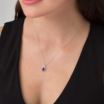 Curvy designed with pear-cut Amethyst Blue fire opal sterling silver pendant necklace