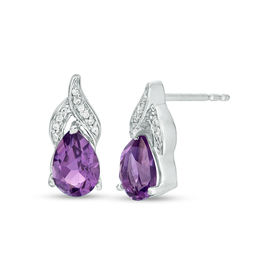 Amethyst February Birthstone Birthstones Collections Zales Pear Shaped Amethyst And Diamond Accent Flame Drop Earrings In Sterling Silver