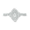 Thumbnail Image 6 of 1/3 CT. T.W. Marquise Diamond Double Frame Petal-Sides Vintage-Style Engagement Ring in 14K White Gold