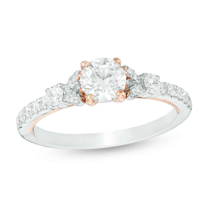 Main Image 1 of 1 CT. T.W. Diamond Petal-Sides Engagement Ring in 14K Two-Tone Gold