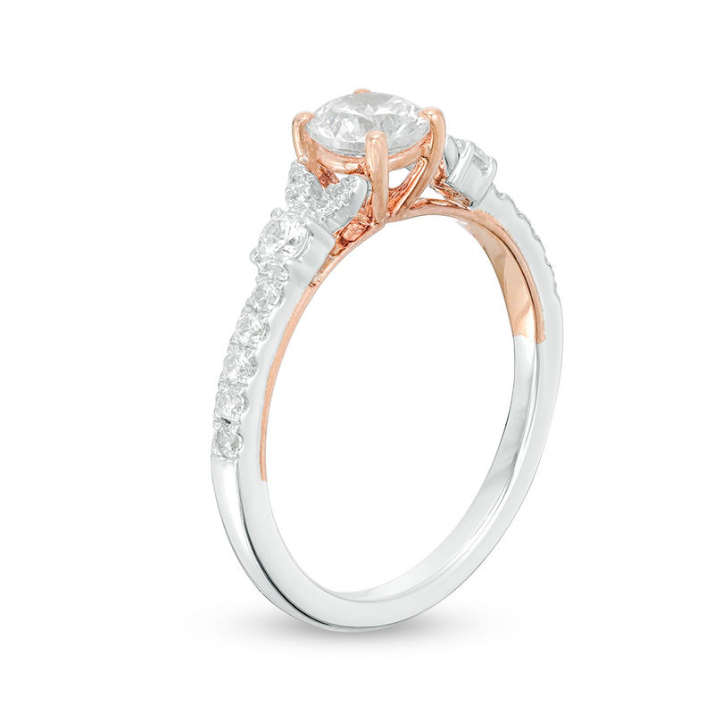Main Image 2 of 1 CT. T.W. Diamond Petal-Sides Engagement Ring in 14K Two-Tone Gold