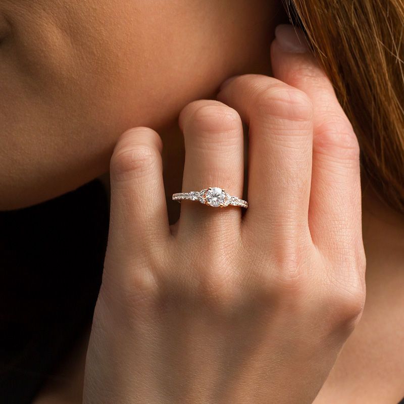 Main Image 3 of 1 CT. T.W. Diamond Petal-Sides Engagement Ring in 14K Two-Tone Gold