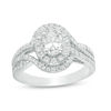 Thumbnail Image 1 of 1-1/2 CT. T.W. Certified Oval Diamond Frame Bypass Swirl Engagement Ring in 14K White Gold (I/SI2)