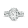 Thumbnail Image 6 of 1-1/2 CT. T.W. Certified Oval Diamond Frame Bypass Swirl Engagement Ring in 14K White Gold (I/SI2)
