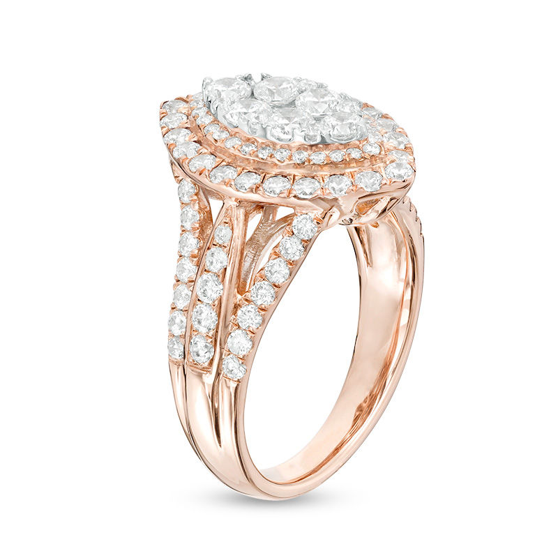 Main Image 2 of 2 CT. T.W. Composite Diamond Marquise Frame Multi-Row Engagement Ring in 14K Rose Gold