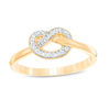Thumbnail Image 1 of 1/20 CT. T.W. Diamond Love Knot Pretzel Ring in Sterling Silver with 14K Gold Plate