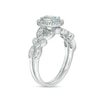 Thumbnail Image 3 of Oval Aquamarine and 1/5 CT. T.W. Diamond Frame Vintage-Style Bridal Set in 10K White Gold