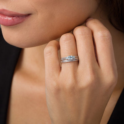 Aquamarine & White Sapphire Silver Women Wedding Engegament Ring Jewelry SZ 5-11