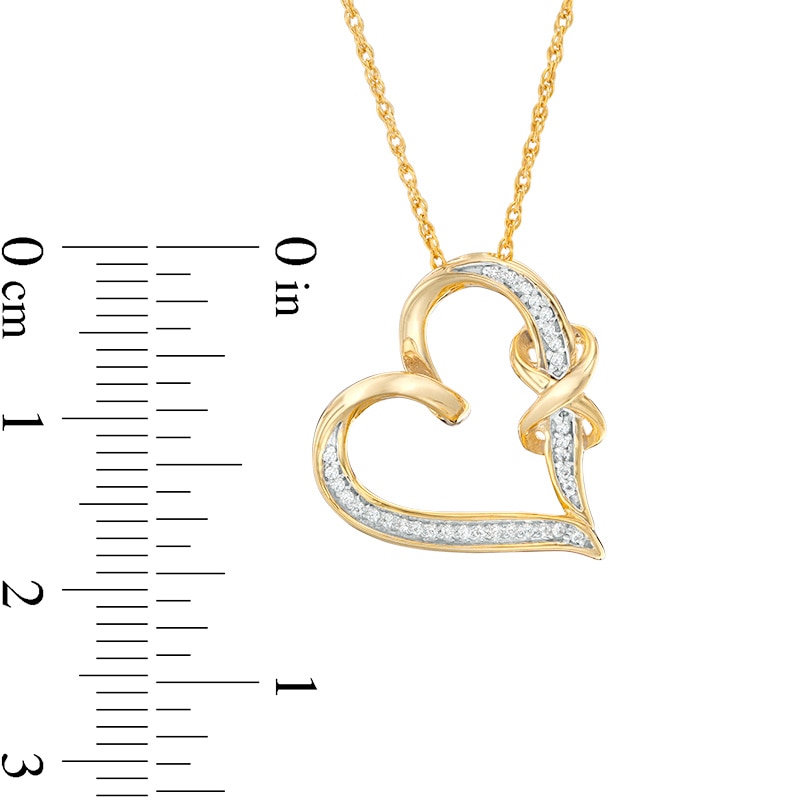 Main Image 2 of 1/15 CT. T.W. Diamond Infinity Knot Tilted Heart Pendant in Sterling Silver with 14K Gold Plate