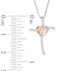 Thumbnail Image 3 of 1/10 CT. T.W. Diamond Infinity Heart Cross Pendant in Sterling Silver and 10K Rose Gold