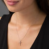 Thumbnail Image 1 of 1/10 CT. T.W. Diamond Infinity Heart Cross Pendant in Sterling Silver and 10K Rose Gold