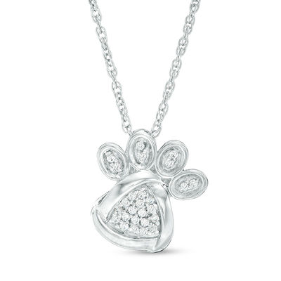 1/20 CT. T.W. Diamond Love Knot Dog Paw Print Pendant in Sterling Silver