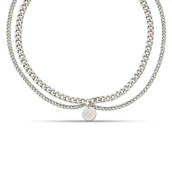 Double Strand Circle Choker Necklace in Sterling Silver - 16" Double Strand Circle Choker Necklace in Sterling Silver - 16"