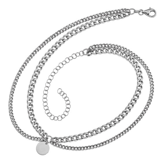Double Strand Circle Choker Necklace in Sterling Silver - 16" Double Strand Circle Choker Necklace in Sterling Silver - 16"