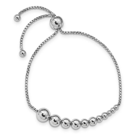 Graduated Bead Bolo Bracelet in Sterling Silver - 9.5"