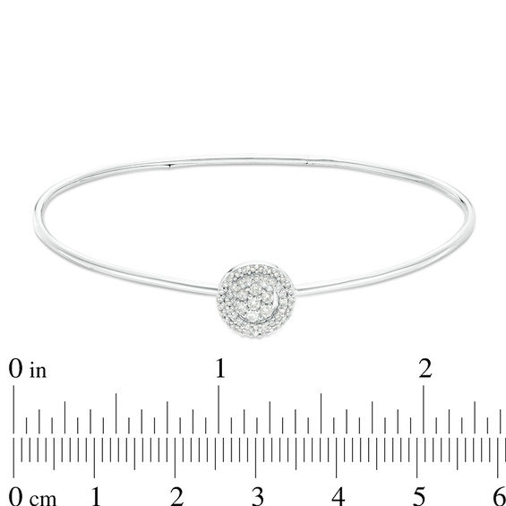 1/3 CT. T.w. Diamond Flower Open Circle Frame Flex Bangle in 10K White Gold