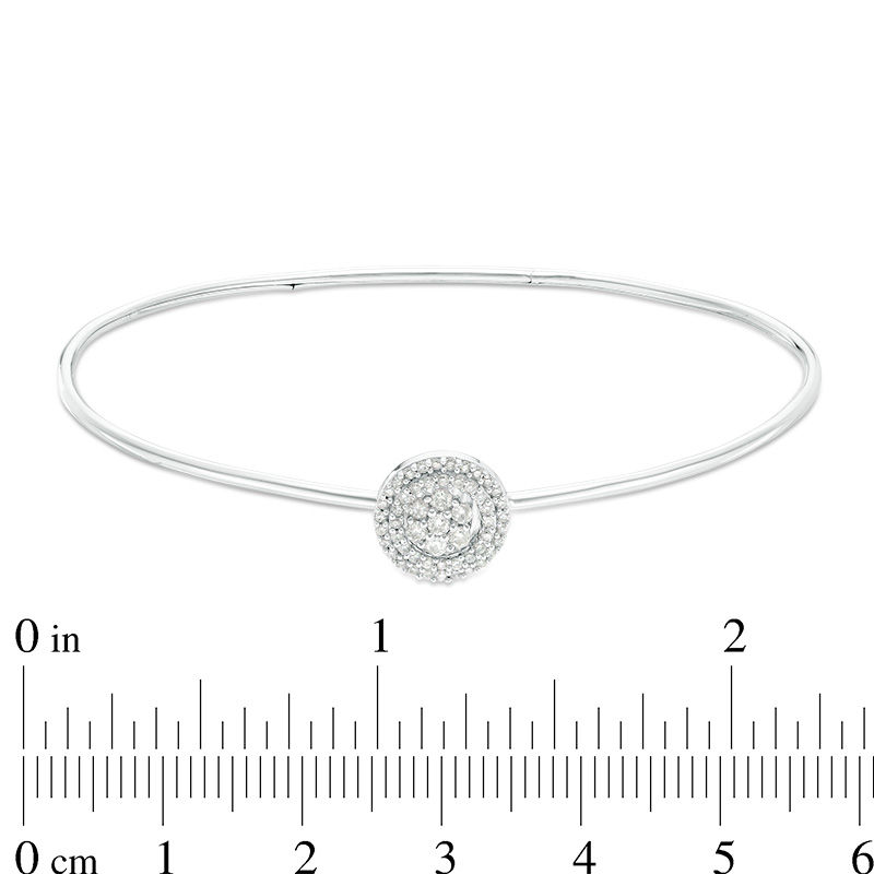 Main Image 3 of 1/3 CT. T.W. Diamond Flower Open Circle Frame Flex Bangle in 10K White Gold