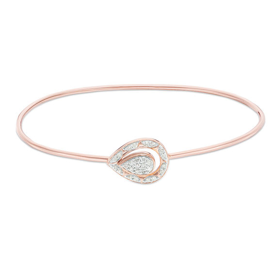 1/4 CT. T.w. Diamond Pear-Shaped Frame Flex Bangle in 10K Rose Gold