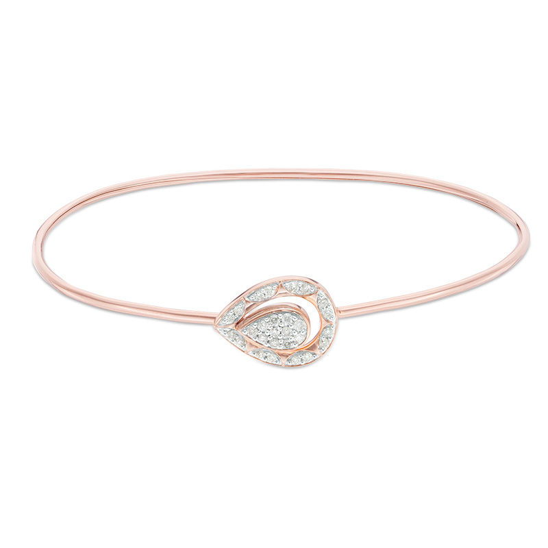 Main Image 1 of 1/4 CT. T.W. Diamond Pear-Shaped Frame Flex Bangle in 10K Rose Gold