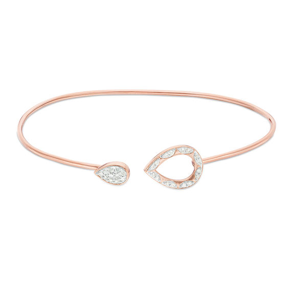 1/4 CT. T.w. Diamond Pear-Shaped Frame Flex Bangle in 10K Rose Gold