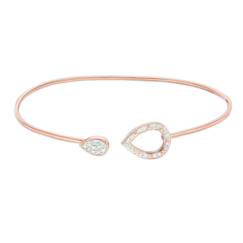 Main Image 2 of 1/4 CT. T.W. Diamond Pear-Shaped Frame Flex Bangle in 10K Rose Gold