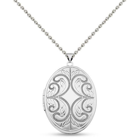 Oval Scroll Locket in Sterling Silver