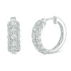 Thumbnail Image 1 of 1/2 CT. T.W. Diamond Scalloped Hoop Earrings in Sterling Silver