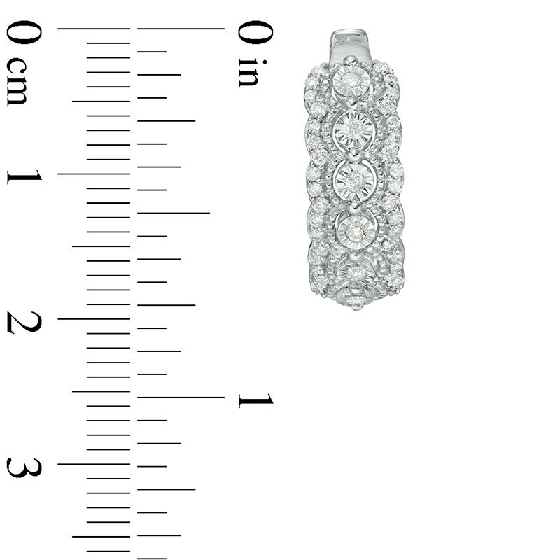 Main Image 3 of 1/2 CT. T.W. Diamond Scalloped Hoop Earrings in Sterling Silver